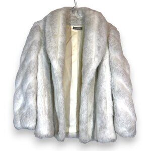 Vintage Jordache Faux Fur Coat Jacket 80s Mobwife White